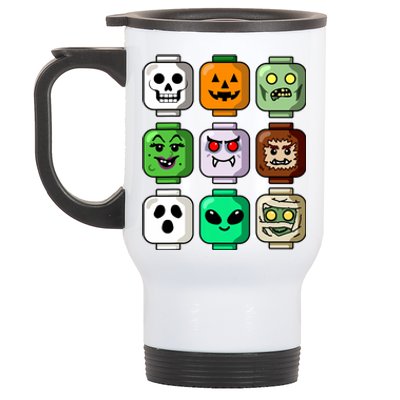 Halloween Building Brick Head Pumpkin Ghost Zombie Boy Stainless Steel Travel Mug