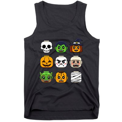 Halloween Building Brick Head Pumpkin Ghost Zombie Tank Top