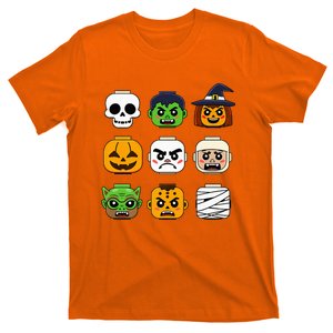 Halloween Building Brick Head Pumpkin Ghost Zombie T-Shirt