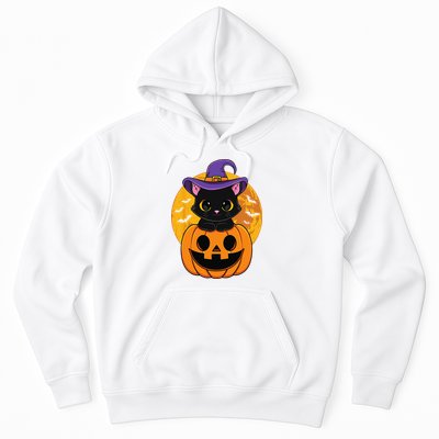 Halloween Black Cat Witch Hat Pumpkin Hoodie
