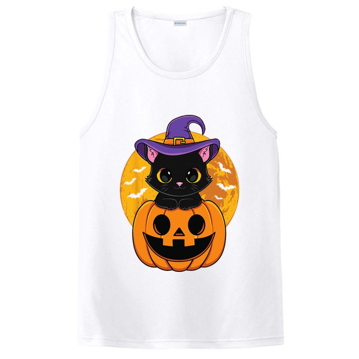 Halloween Black Cat Witch Hat Pumpkin PosiCharge Competitor Tank