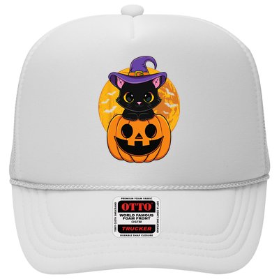 Halloween Black Cat Witch Hat Pumpkin Trucker Hat