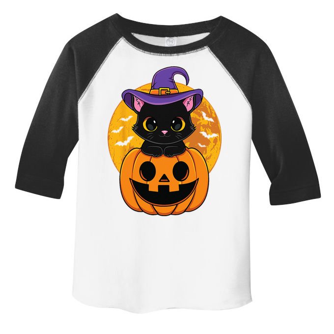 Halloween Black Cat Witch Hat Pumpkin Toddler Fine Jersey T-Shirt