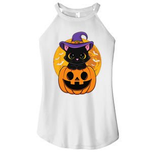 Halloween Black Cat Witch Hat Pumpkin Women's Perfect Tri Rocker Tank