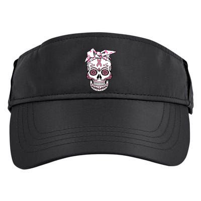 Halloween Breast Cancer Awareness Ribbon Skull Skeleton Adult Drive Performance Visor