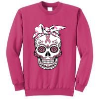 Halloween Breast Cancer Awareness Ribbon Skull Skeleton Sweatshirt