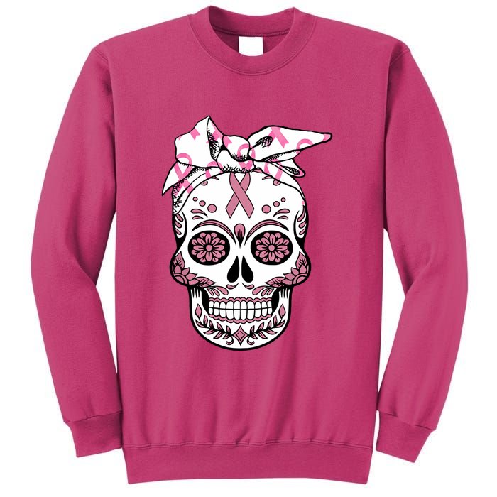 Halloween Breast Cancer Awareness Ribbon Skull Skeleton Sweatshirt