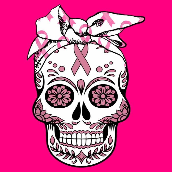 Halloween Breast Cancer Awareness Ribbon Skull Skeleton Sweatshirt
