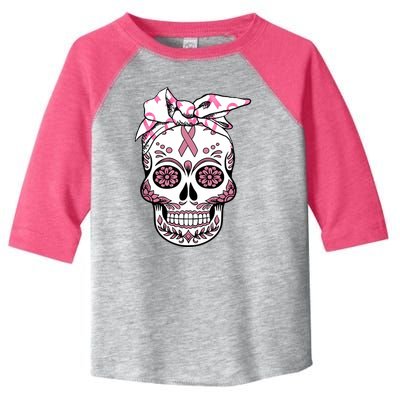 Halloween Breast Cancer Awareness Ribbon Skull Skeleton Toddler Fine Jersey T-Shirt