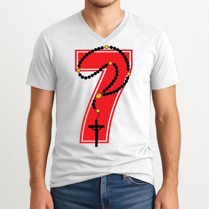 Harrison Butker Christian Football Player Number 7 V-Neck T-Shirt