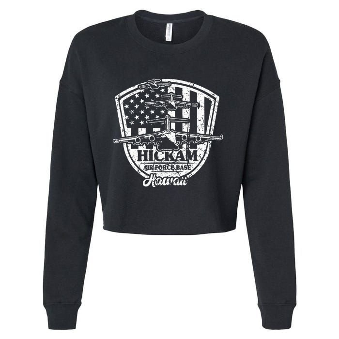 Hickam Base C17 Usaf Pearl Harbor Hawaii Cropped Pullover Crew