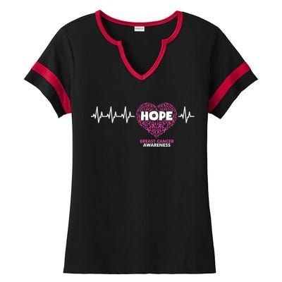 Hope Breast Cancer Awareness Ladies Halftime Notch Neck Tee