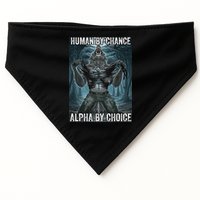 Human By Chance Alpha By Choice Cool Funny Alpha Wolf Meme USA-Made Doggie Bandana