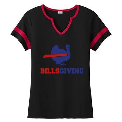 Happy Billsgiving Chicken Football Thanksgiving Ladies Halftime Notch Neck Tee