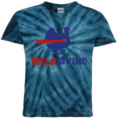 Happy Billsgiving Chicken Football Thanksgiving Kids Tie-Dye T-Shirt