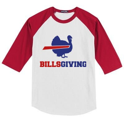 Happy Billsgiving Chicken Football Thanksgiving Kids Colorblock Raglan Jersey