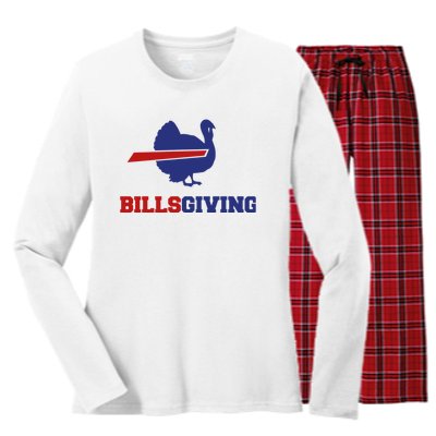 Happy Billsgiving Chicken Football Thanksgiving Women's Long Sleeve Flannel Pajama Set 