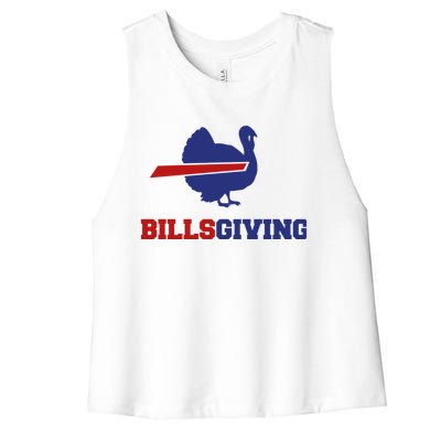 Happy Billsgiving Chicken Football Thanksgiving Women's Racerback Cropped Tank