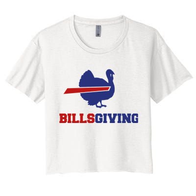 Happy Billsgiving Chicken Football Thanksgiving Women's Crop Top Tee