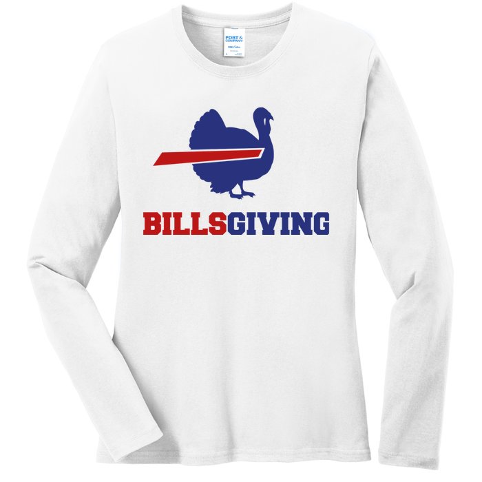 Happy Billsgiving Chicken Football Thanksgiving Ladies Long Sleeve Shirt