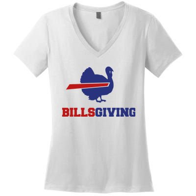 Happy Billsgiving Chicken Football Thanksgiving Women's V-Neck T-Shirt