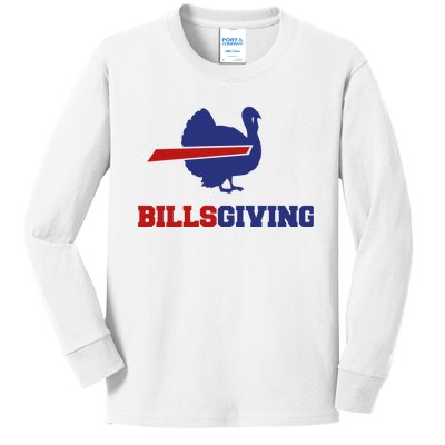 Happy Billsgiving Chicken Football Thanksgiving Kids Long Sleeve Shirt