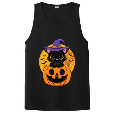 Halloween Black Cat Witch Hat Pumpkin PosiCharge Competitor Tank