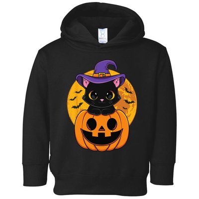 Halloween Black Cat Witch Hat Pumpkin Toddler Hoodie