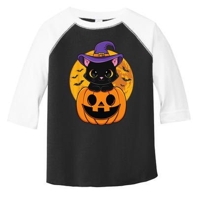 Halloween Black Cat Witch Hat Pumpkin Toddler Fine Jersey T-Shirt