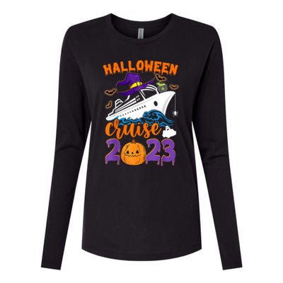 Halloween Boo Cruise Squad Cruising Crew Spooky Season Gift Womens Cotton Relaxed Long Sleeve T-Shirt