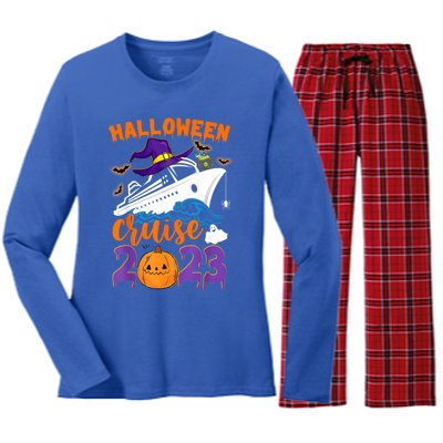 Halloween Boo Cruise Squad Cruising Crew Spooky Season Gift Women's Long Sleeve Flannel Pajama Set 