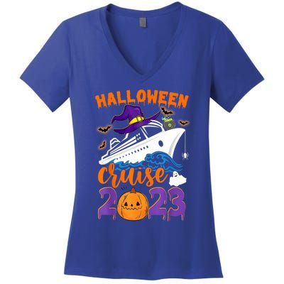 Halloween Boo Cruise Squad Cruising Crew Spooky Season Gift Women's V-Neck T-Shirt