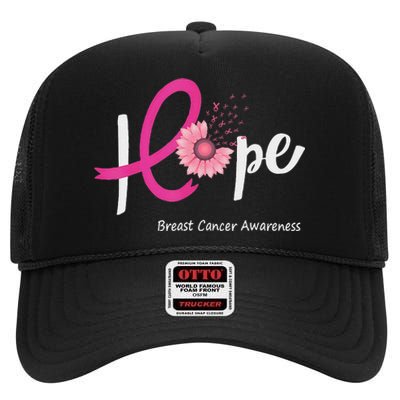 Hope Breast Cancer Pin.K Ribbons Sunflower October Month High Crown Mesh Back Trucker Hat