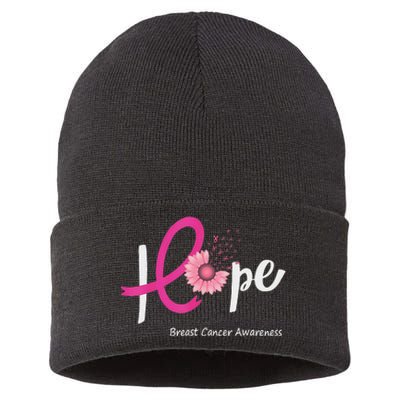 Hope Breast Cancer Pin.K Ribbons Sunflower October Month Sustainable Knit Beanie