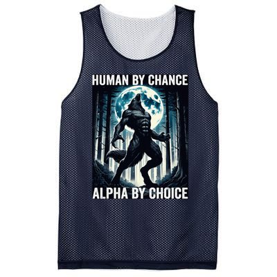 Human By Chance Alpha By Choice Cool Funny Alpha Wolf Meme Mesh Reversible Basketball Jersey Tank