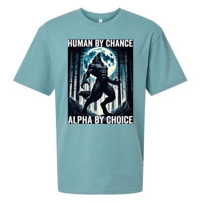 Human By Chance Alpha By Choice Cool Funny Alpha Wolf Meme Sueded Cloud Jersey T-Shirt