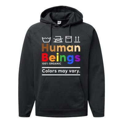 Human Beings Colors May Vary Washing Instructions Performance Fleece Hoodie