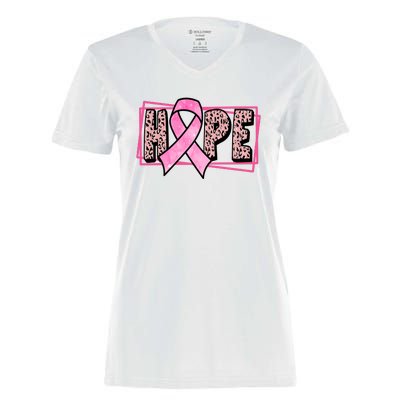 Hope Breast Cancer Awareness Ribbon Women's Momentum V-Neck T-Shirt