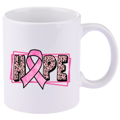 Hope Breast Cancer Awareness Ribbon 11oz C Handle Ceramic Mug