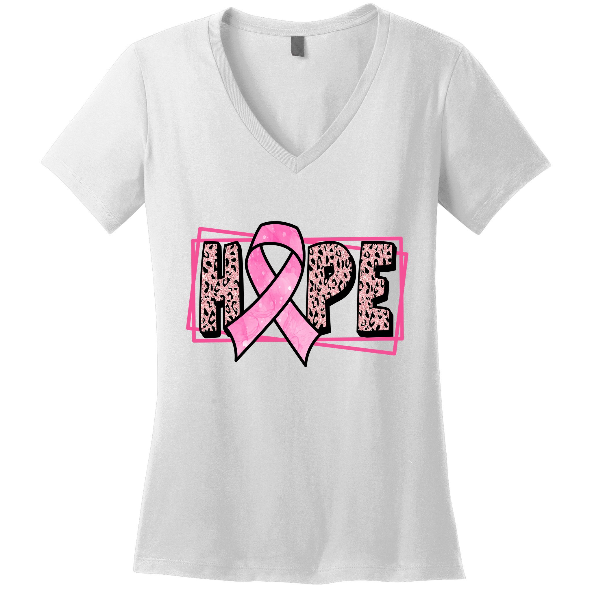Hope Breast Cancer Awareness Ribbon Women's V-Neck T-Shirt