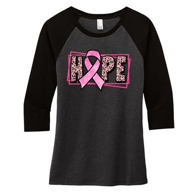 Hope Breast Cancer Awareness Ribbon Women's Tri-Blend 3/4-Sleeve Raglan Shirt