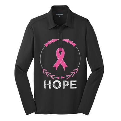 Hope Breast Cancer Awareness T With Ribbon Silk Touch Performance Long Sleeve Polo