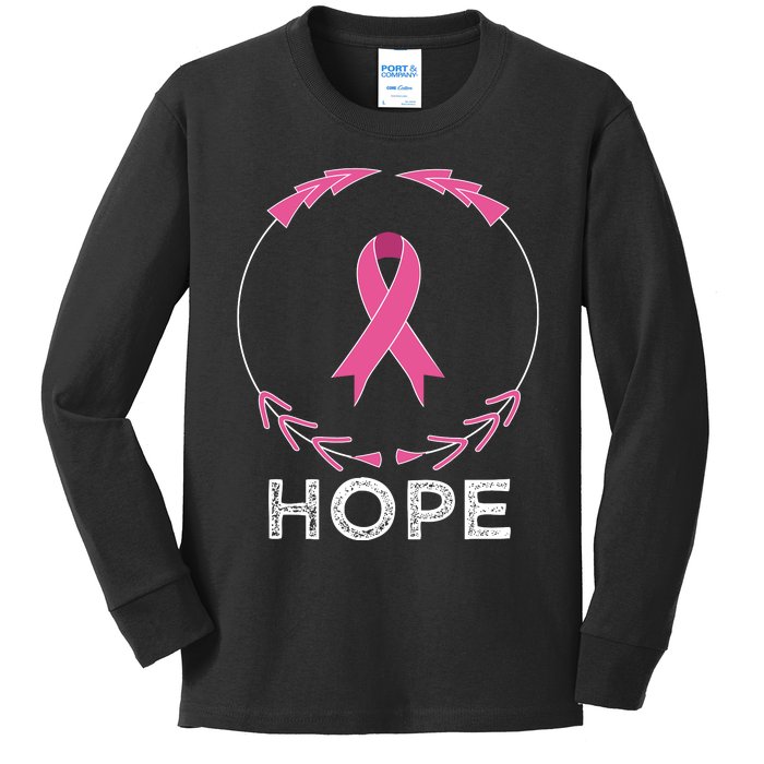 Hope Breast Cancer Awareness T With Ribbon Kids Long Sleeve Shirt