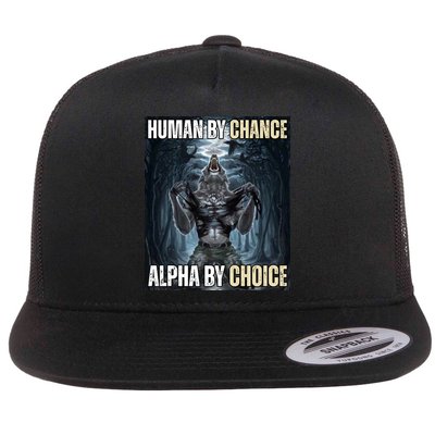 Human By Chance Alpha By Choice Funny Flatbill Hat