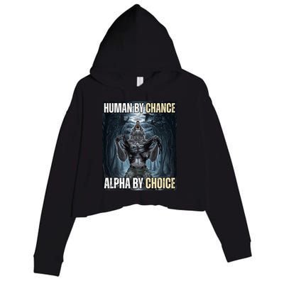 Human By Chance Alpha By Choice Funny Crop Fleece Hoodie