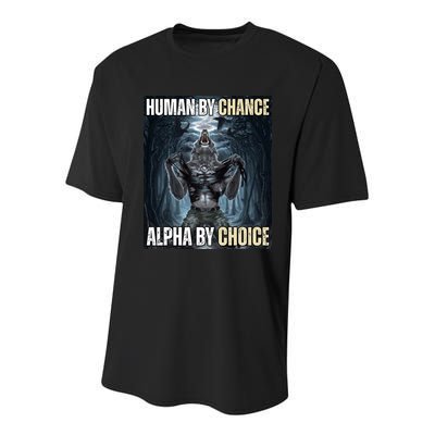 Human By Chance Alpha By Choice Funny Youth Performance Sprint T-Shirt