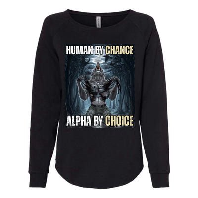 Human By Chance Alpha By Choice Funny Womens California Wash Sweatshirt