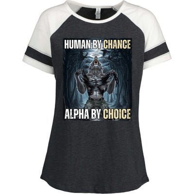 Human By Chance Alpha By Choice Funny Enza Ladies Jersey Colorblock Tee