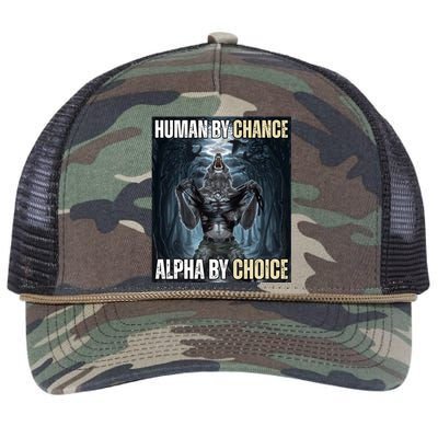 Human By Chance Alpha By Choice Funny Retro Rope Trucker Hat Cap