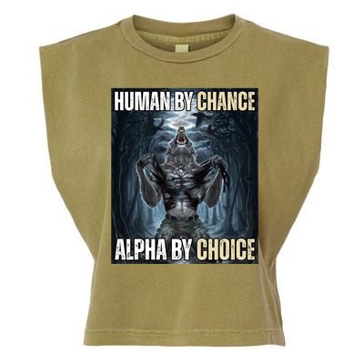 Human By Chance Alpha By Choice Funny Garment-Dyed Women's Muscle Tee